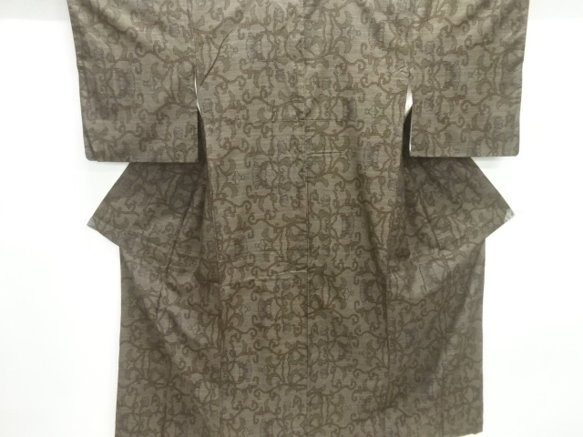 JAPANESE KIMONO / DORO OSHIMA TSUMUGI / WOVEN ARABESQUE PLANT